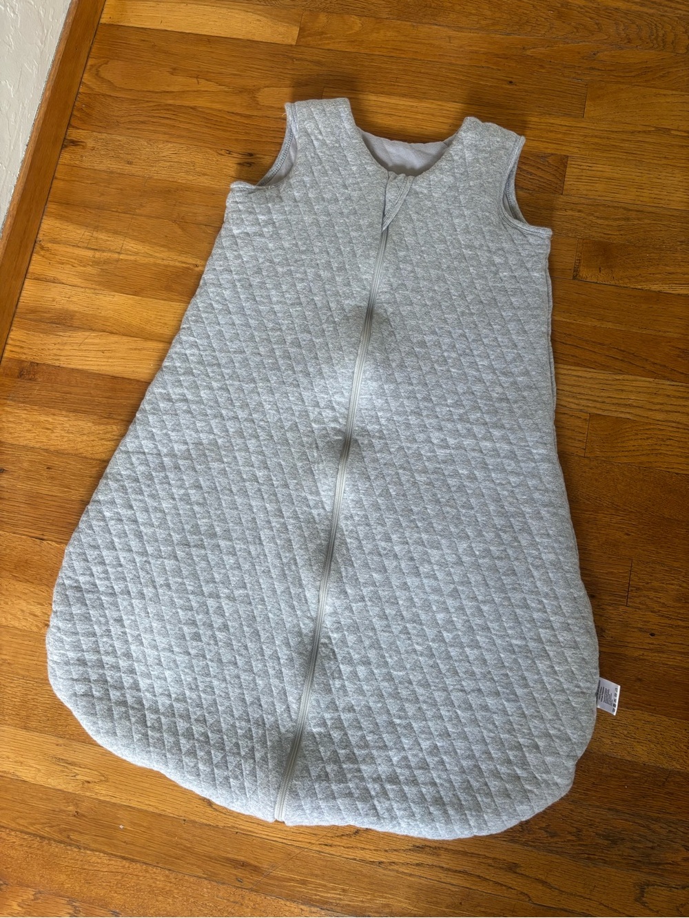 Quilted Light Gray Baby Sleep Sack with Front Zipper